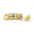 Gold Rondelle Rhinestone Charms Crystal Spacer Beads para hacer pulseras de joyería